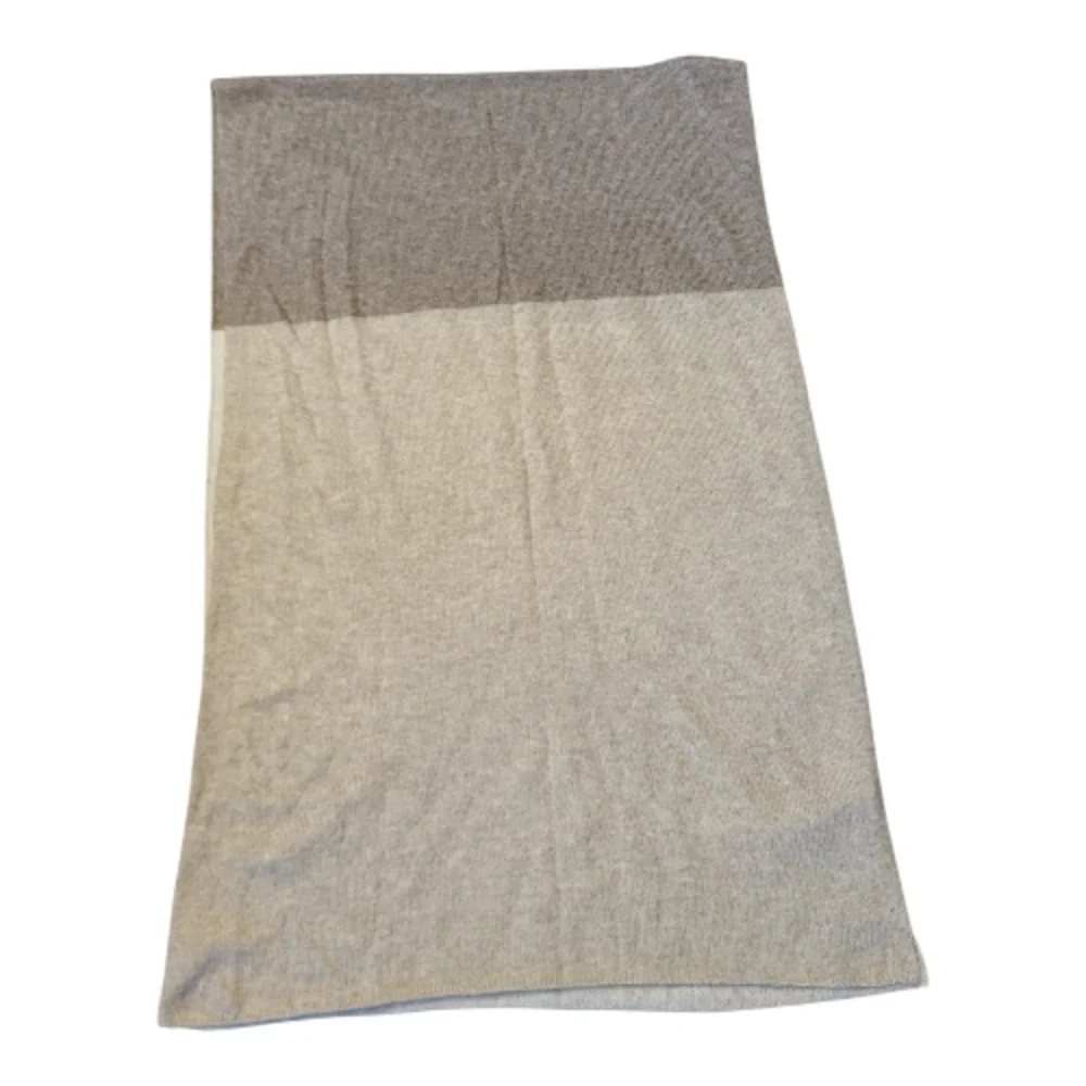 Celeste Elegant Taupe and Tan Wide Wool and Cashmere Blend Wrap / Scarf
